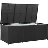 HUAKEHOM Gartenbox Auflagenbox Kissenbox Kiste Gartentruhe Truhe Box Aufbewahrungsbox Auflagenkiste Garten Poly Rattan 180x90x70 cm Schwarz