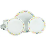 CreaTable Teller-Set Happy Birthday 12-tlg. bunt/weiß