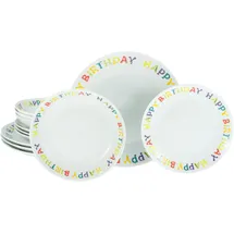 CreaTable Teller-Set Happy Birthday 12-tlg. bunt/weiß
