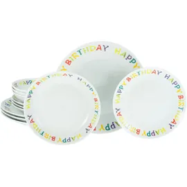 CreaTable Teller-Set Happy Birthday 12-tlg. bunt/weiß