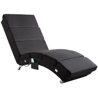 CASARIA Relaxliege London Massage & Heizfunktion Ergonomisch Gepolstert Wohnzimmer Liegestuhl Polsterliege Stoff Anthrazit