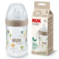 NUK Babyflasche for Nature 260 ml | Der Mutterbrust nachempfundener Anti-Colic Trinksauger aus Silikon Temperature Control | Nachhaltige und BPA-freie Materialien | Beige