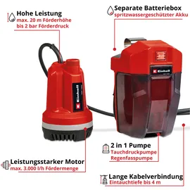 Einhell GE-PP 18 RB Li Akku-Klarwassertauchpumpe Solo (4170429)