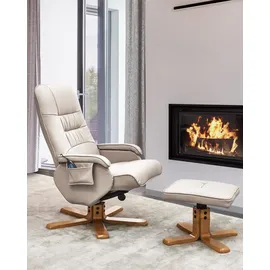 Beliani Massagestuhl RELAXPRO Kunstleder 75 x 100 x 80 cm Hellbeige mit Fußstütze