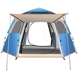 Camping Zelt für 2-3 Personen,CEIEVER Familie Kuppelzelte Winddicht Wasserdicht Wurfzelt mit Erweiterbare Veranda Pop up Zelt für Camping, Garten, Wanderausflug (Himmelblau-240X240X135CM)