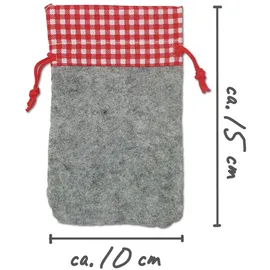 Frau WUNDERVoll® Frau WunderVoll Adventskalender 12 Filz-Säckchen rot/grau 15 x 10 cm