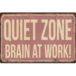 Metallbild QUEENCE "QUIET ZONE", rot (farbe bild(er): rot), B:45cm H:30cm, Stahl, Metall, Bilder, Stahlschild, Blechschild, Sprüche, Texte, witzig