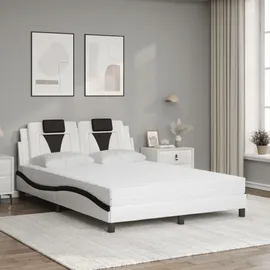 vidaXL Bett mit Matratze Weiß und Schwarz 120x200 cm Kunstleder