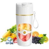 Tragbarer Mixer, 400ml Kleiner Entsafter, 65 Watt, USB Wiederaufladbarer Smoothie Maker, Fresh Juice Mixer mit 10 Rostfreien Klingen, Mini-Standmixer für Shakes Saft Smoothies (Weiß)