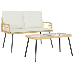 vidaXL Garten Essgruppe 2 pcs Natur Poly-Rattan