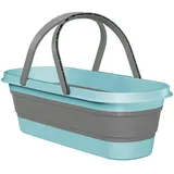 Hailerio Faltbare Wanne Mit Griff Faltbarer Rechteckiger Eimer Putzeimer Faltbar Ragbarer Picknickkorb Für Den Außenbereich Zusammenklappbare Spülschüssel Platzsparender Aufbewahrungsbehälter (Blau)