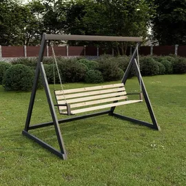 QLS Gestell für Hollywoodschaukel Gartenmöbel Schaukelbank Rahmen Stahl 11164 - Schwarz