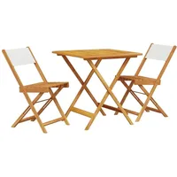 vidaXL 3-tlg. Bistro-Set Cremeweiß Stoff und Massivholz