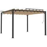 vidaXL Pavillon mit Lamellendach 3x3 m Taupe Stoff und Aluminium