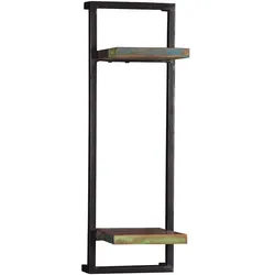 Wandregal 'Seaside', 2 Böden Massivholz, Metall Recycletes Holz Shabby Chic
