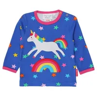 Toby Tiger Langarmshirt mit Einhorn und Regenbogen Applikation in blau | Gr.: 68