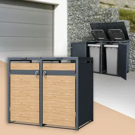 ML-Design Mülltonnenbox 2er Anthrazit-Lärchenoptik 132x80x116,3 cm
