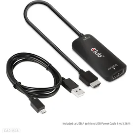 Club 3D HDMI + Micro USB auf DisplayPort 4K120Hz oder 8K30Hz St/B Adapter