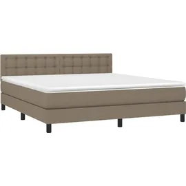 vidaXL Boxspringbett mit Matratze & LED Taupe 180x200 cm Stoff