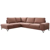 MIRJAN24 Ecksofa Flavio Bis, L-Form Schlafsofa, Stilvoll Polsterecke, Eckcouch mit Bettkasten (Seite: Links - L3F+L2F+R4, Farbe: Look 16) - Rosa