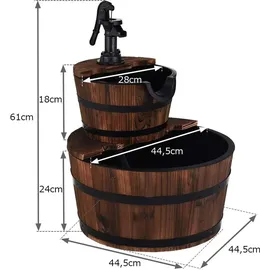 Costway Gartenbrunnen Holz mit Wasserpumpe Φ44,5cm