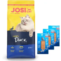 JOSERA JosiCat Crispy Duck 18kg + Love4Pet Lachsfilet 3x30g Lachsfilet