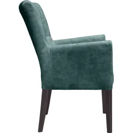 Home Affaire Armlehnstuhl »King«, Luxus-Microfaser Lederoptik, Esszimmerstuhl mit Knopfheftung blau