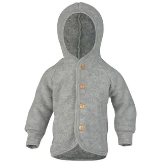 Engel Baby Jacke mit Kapuze Wollfleece, Hellgrau Melange, 50/56