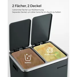 Songmics Mülleimer Abfalleimer, 30L, ergonomisch, Stahl - Blau