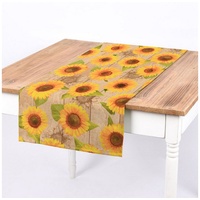 SCHÖNER LEBEN. Tischläufer SCHÖNER LEBEN. Tischläufer Outdoor Sunflower Sonnenbumen Holzlatten b, abwaschbar beige|gelb|grün