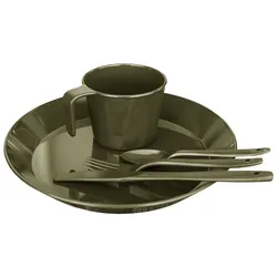 MILTEC Camping-Geschirrset Kunststoff 5-teilig (Teller, Besteck, Tasse)