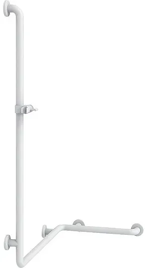Duschhandlauf Normbau mit Brausehalterstange, inkl Befestigung, weiß, 763 x 400 x 1158 mm - 0486210019