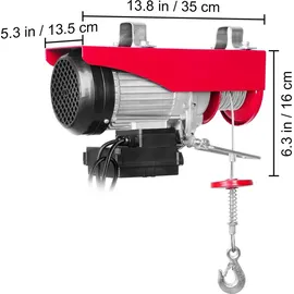 Vevor Seilwinde Metall 125-250kg Hubhöhe 12m rot/silber