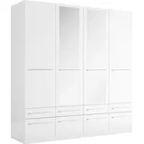 Priess Kleiderschrank PRIESS "Schrank Garderobe Wäscheschrank Barcelona in 5 Breiten", weiß, B:185cm H:193cm T:54cm, Holzwerkstoff, Schränke, Kleiderschrank, viel Stauraum, geräumige Schubkästen, mit Spiegel, MADE IN GERMANY