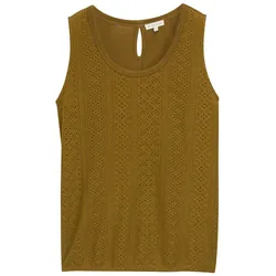 TOM TAILOR Damen Ajour Top im Material-Mix, grün, Uni, Gr. XL