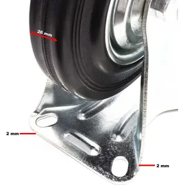 Wiltec Bockrollen Set 4x Transportrolle Ø125mm mit Vollgummirad, Metallfelge und Anbauplatte bis 100kg pro Rad, Apparaterollen Möbelrollen leiser...