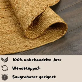 otto home Teppich OTTO HOME "Bjarka", beige (natur), B:120cm H:10mm L:120cm Ø:120cm, Jute, Teppiche, Teppich, meliert, 100% Jute, handgewebt, auch rechteckig erhältlich