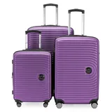 Hauptstadtkoffer Mitte - 3er Kofferset + Digitaler Luggage Tag - Reisetrolleys 55/68 / 77 cm + Kofferanhänger mit QR-Code, 4 Doppel-Rollen, Hartschale ABS, XL-Volumenerweiterung, TSA, Aubergine