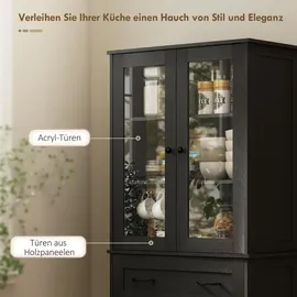 Homcom Hochschrank 0 x 0 cm Schwarz Metall/MDF/Spanplatte