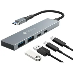 Techly IUSB32C-HUB4AC, USB 3.2 Gen 1 (3.1 Gen 1) Type-C, USB 3.2 Gen 1 (3.1 Gen