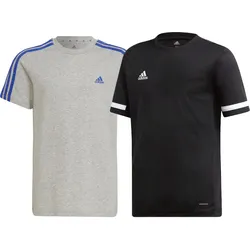 adidas T19 SS Kinder Sport-Trikot mit CLIMALITE-Technologie nachhaltiges Baumwoll-Shirt Sport-Shirt DW6791/HP0842 Schwarz oder Grau - 176
