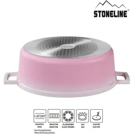 STONELINE Rosa Gourmet Bräter 32x25 cm mit Deckel, Backofen und Induktion geeignet, Antihaft,