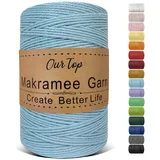 OurTop Premium Makramee Garn Hellblau, 2mm x 500m Macrame Cord Makramee Schnur Makramee Kordel, Garn für DIY Handwerk, Weben Dekoration, Hängepflanze Pflanze Aufhänger