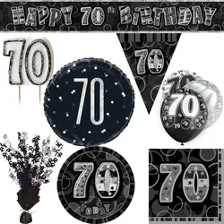 70. Geburtstag Geburtstagsdeko Partyset Mann Frau Party Deko Set Geburtstag schwarz silber