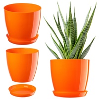 Kadax Blumentopf mit Untersetzer, 14 cm, Orange - KADAX