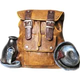 wunderschöne Spardose Rucksack braun , Wanderkasse mit Gummipfopfen ca. 16 cm groß handbemalt