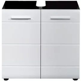 trendteam Waschbeckenunterschrank 2 Türen 60 x 57 x 31 cm Weiß Hochglanz/Grau