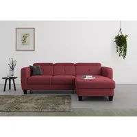 sit&more Ecksofa »Belluci L-Form«, inklusive Federkern, wahlweise mit Bettfunktion und Bettkasten, rot