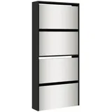 vidaXL Schuhschrank mit Spiegel 4 Fächer Schwarz 63x17x134 cm
