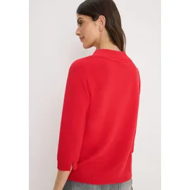 Cecil CECIL, Damen, Gr. L (42), rot (fiery rot), Stoff, 60% Polyester, 37% Viskose, 3% Elasthan, unifarben, normal, normal, Rundhals, abgesteppt, Shirts 3/4-Arm-Shirt, mit 3/4 Ärmeln